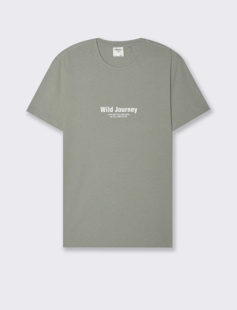 T-SHIRT IN COTONE CON STAMPA A RILIEVO - Verde salvia