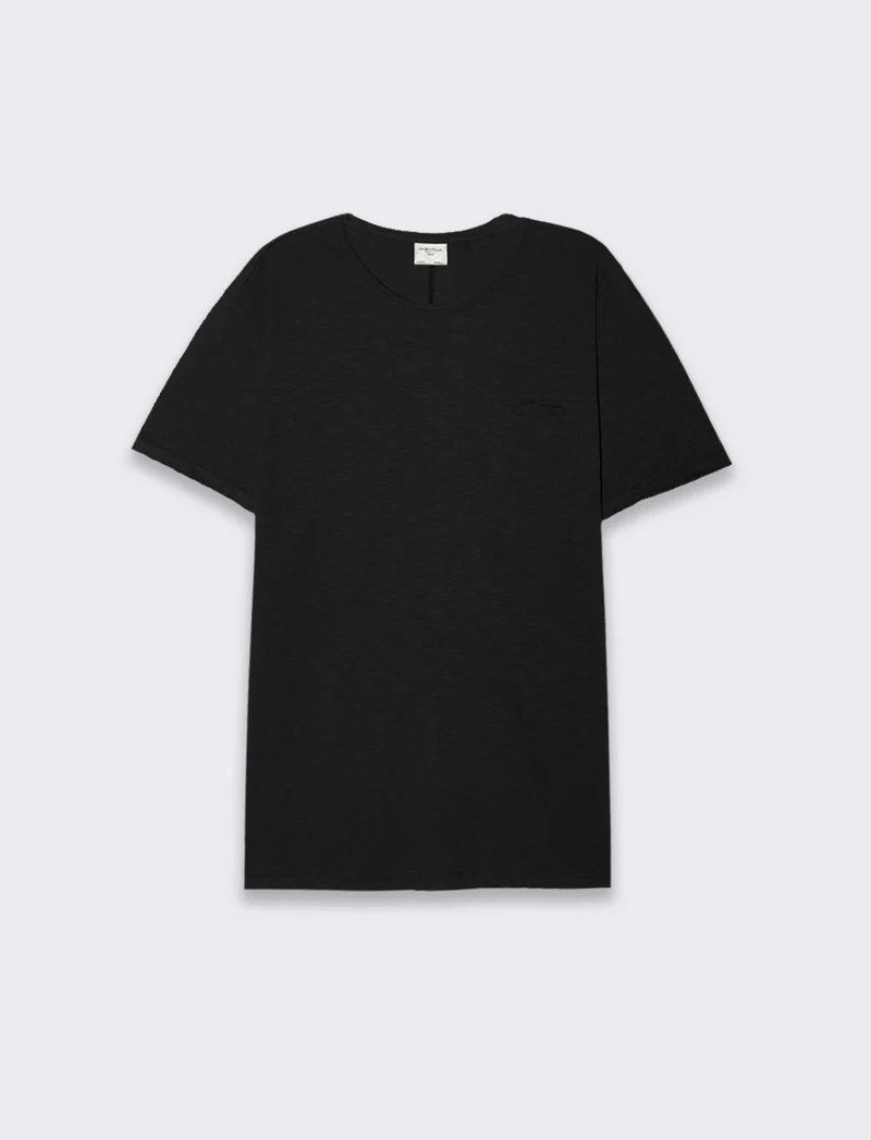 T-SHIRT COTONE SLUB LOOSE FIT - Nero