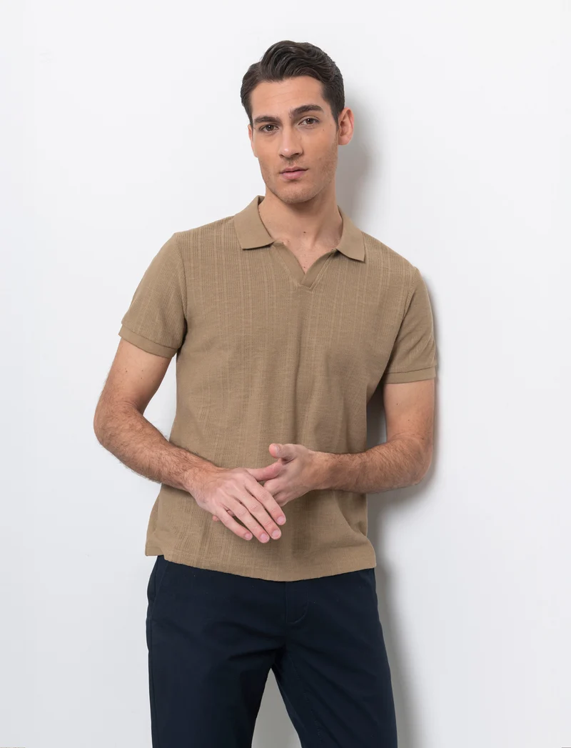 Polo in maglia jacquard da uomo - Grigio tortora