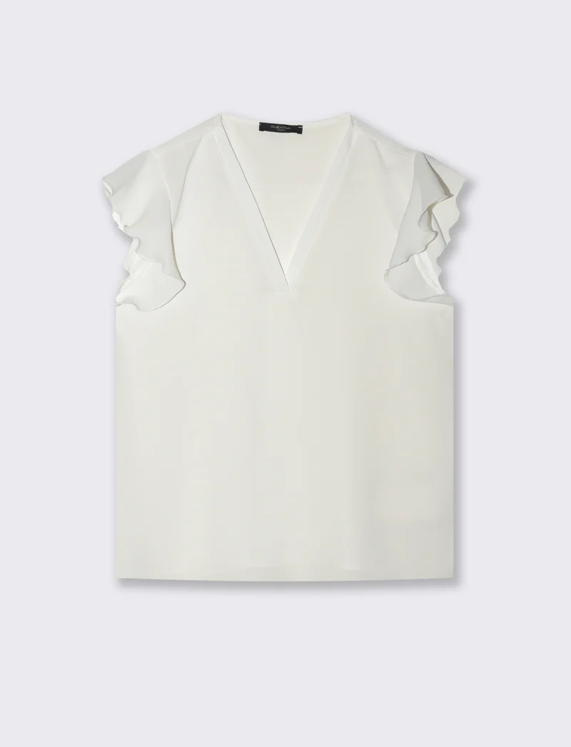 Casacca con rouches - Bianco panna