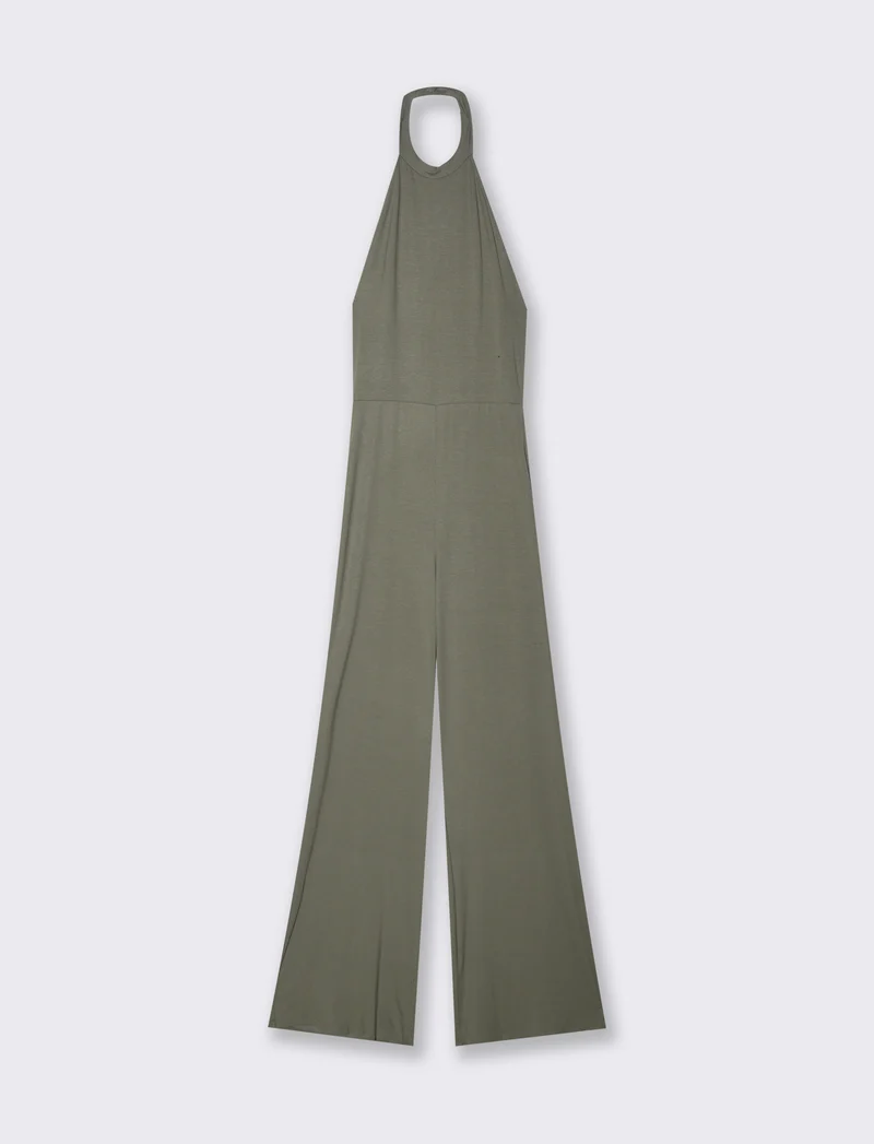 Jump suit con scollo halterneck - Verde salvia