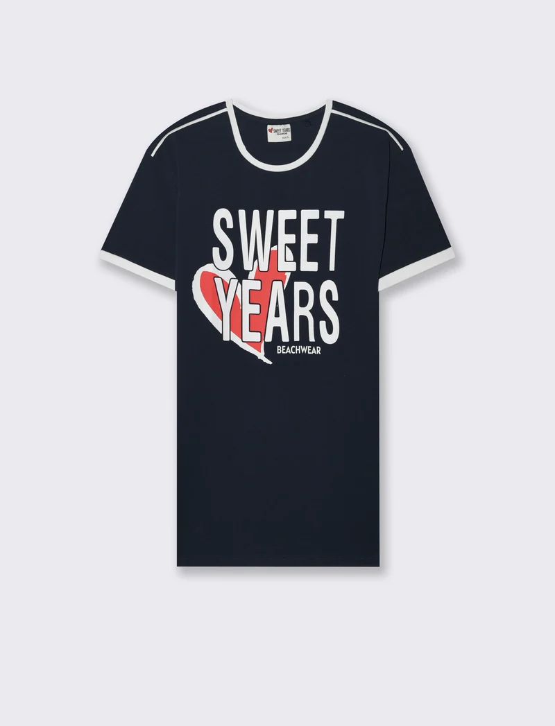 T-shirt elasticizzata con stampa sweet years da uomo - Blu