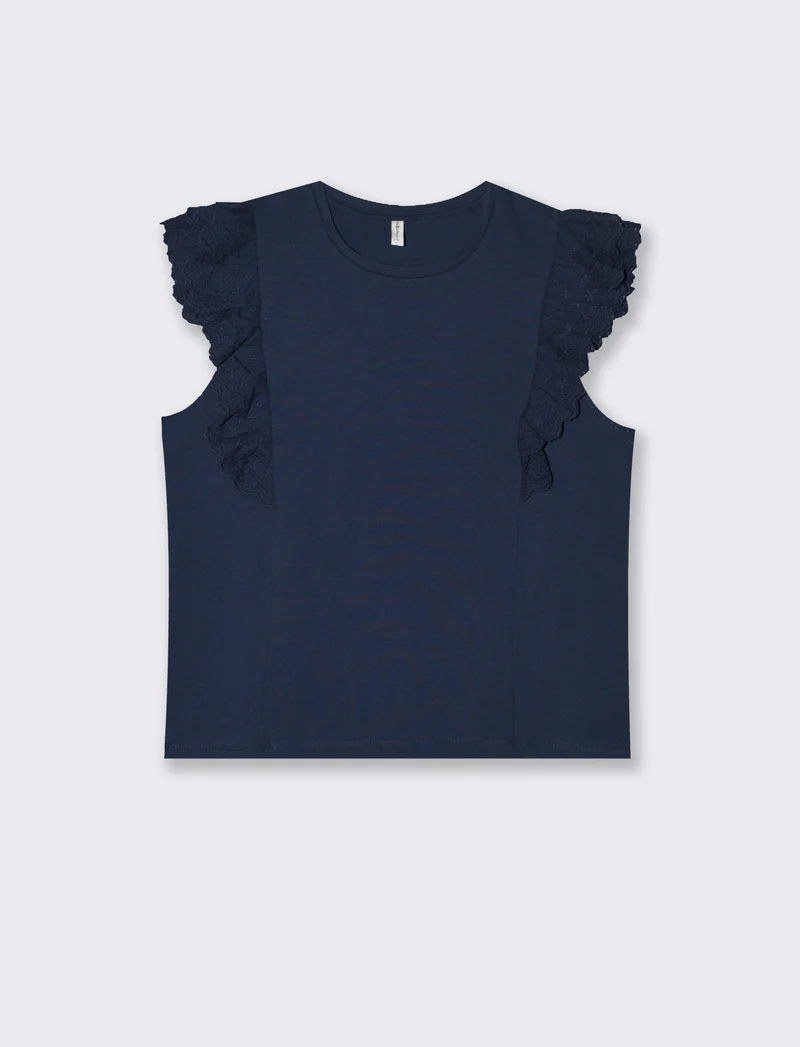 T-shirt con rouches da donna - Blu