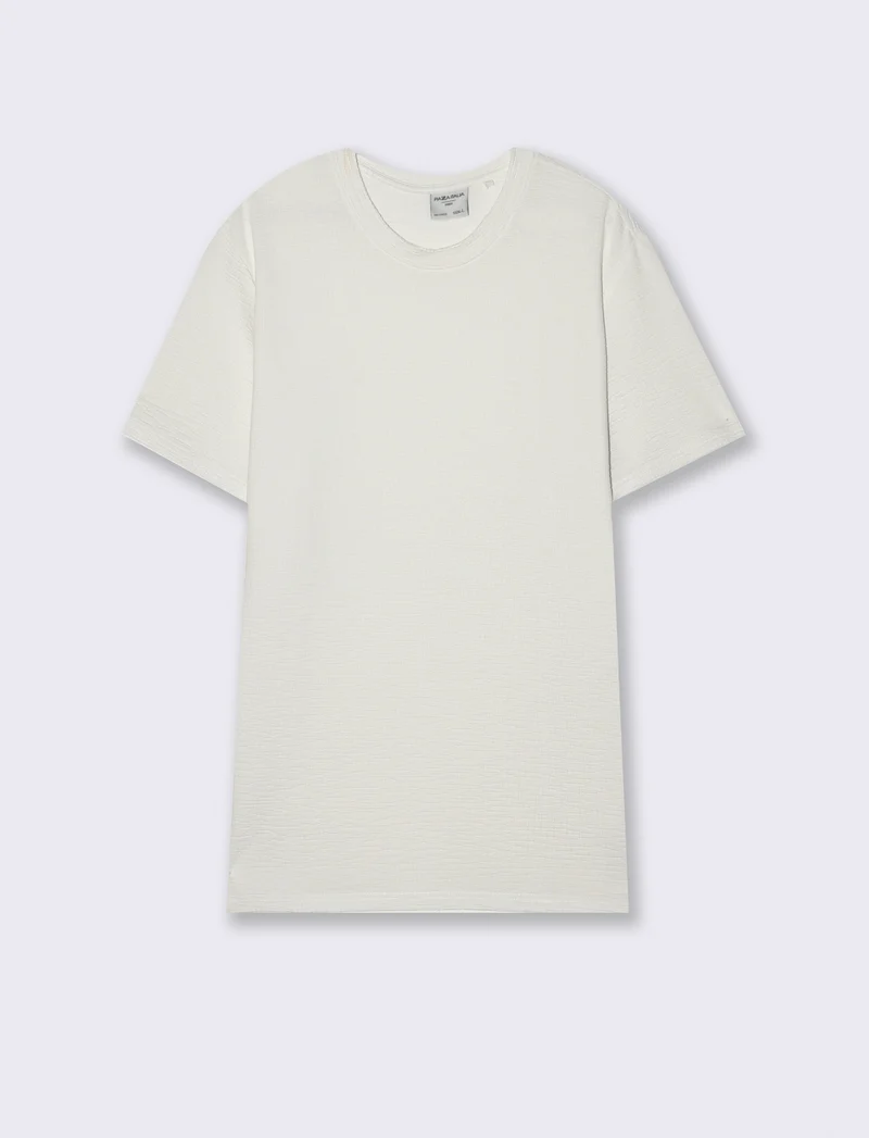T-shirt effetto maglia jacquard da uomo - Bianco