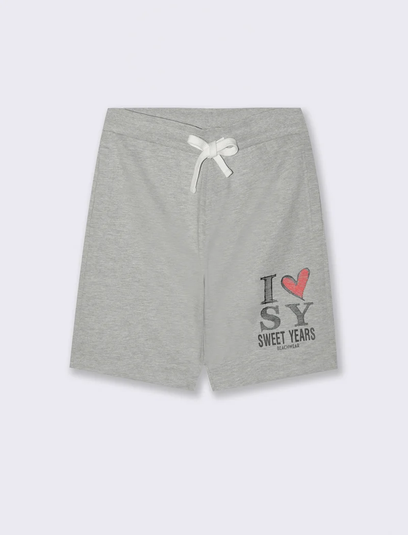Bermuda in felpa con stampa sweet years da uomo - Grigio mel.
