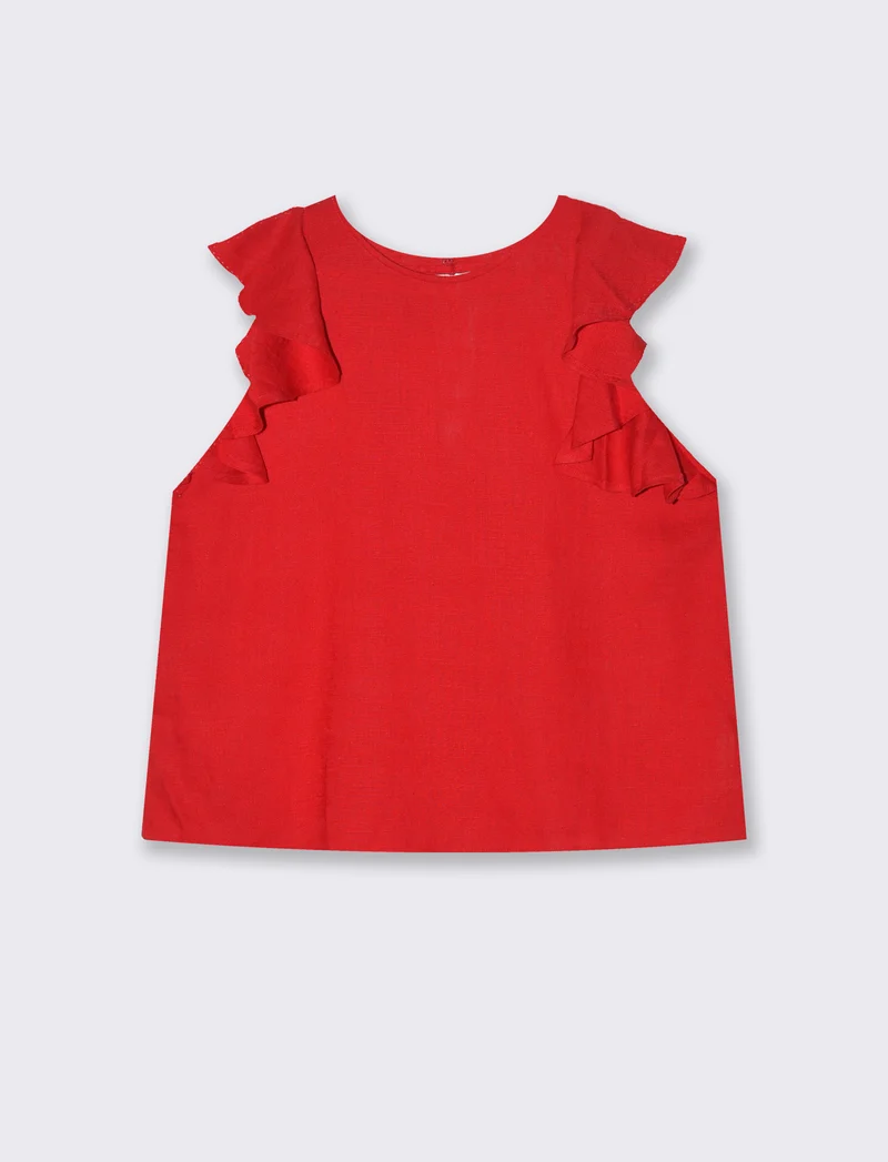 Top con rouches da donna - Rosso scarlatto