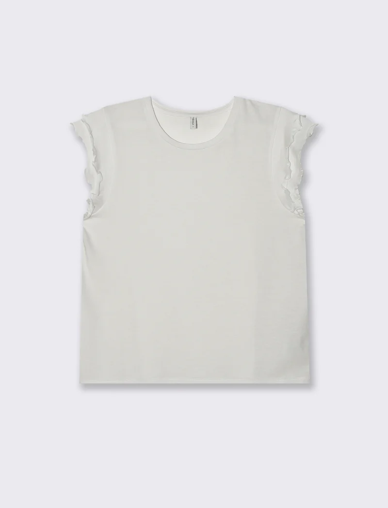T-shirt con rouches da donna - Bianco