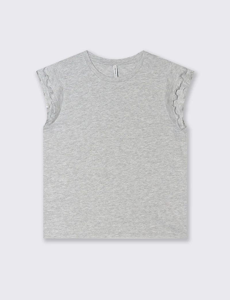 T-shirt con rouches da donna - Grigio melange