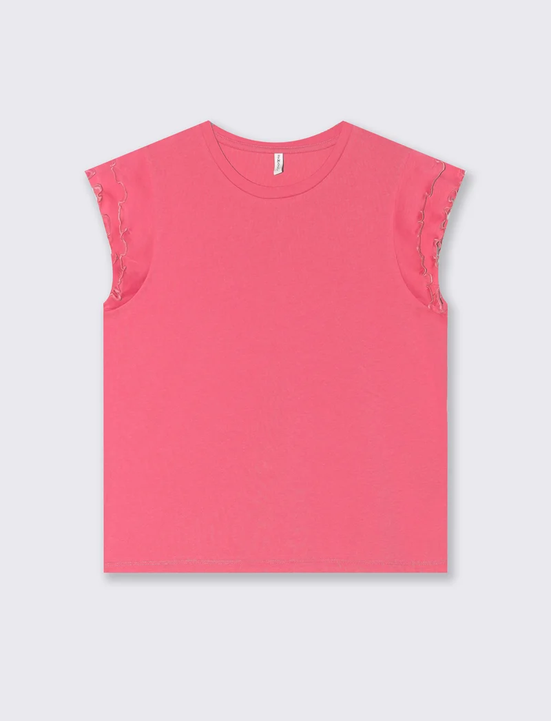 T-shirt con rouches da donna - Geranio