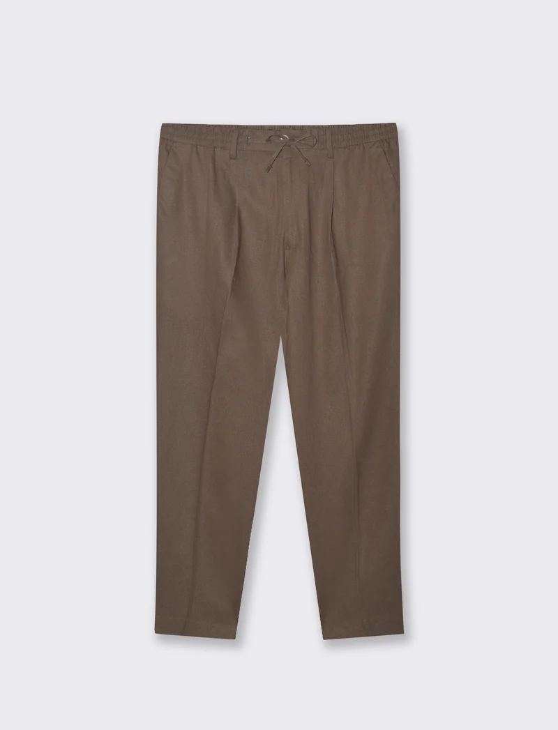 Pantaloni da completo tessuto linen blend da uomo - Grigio fango