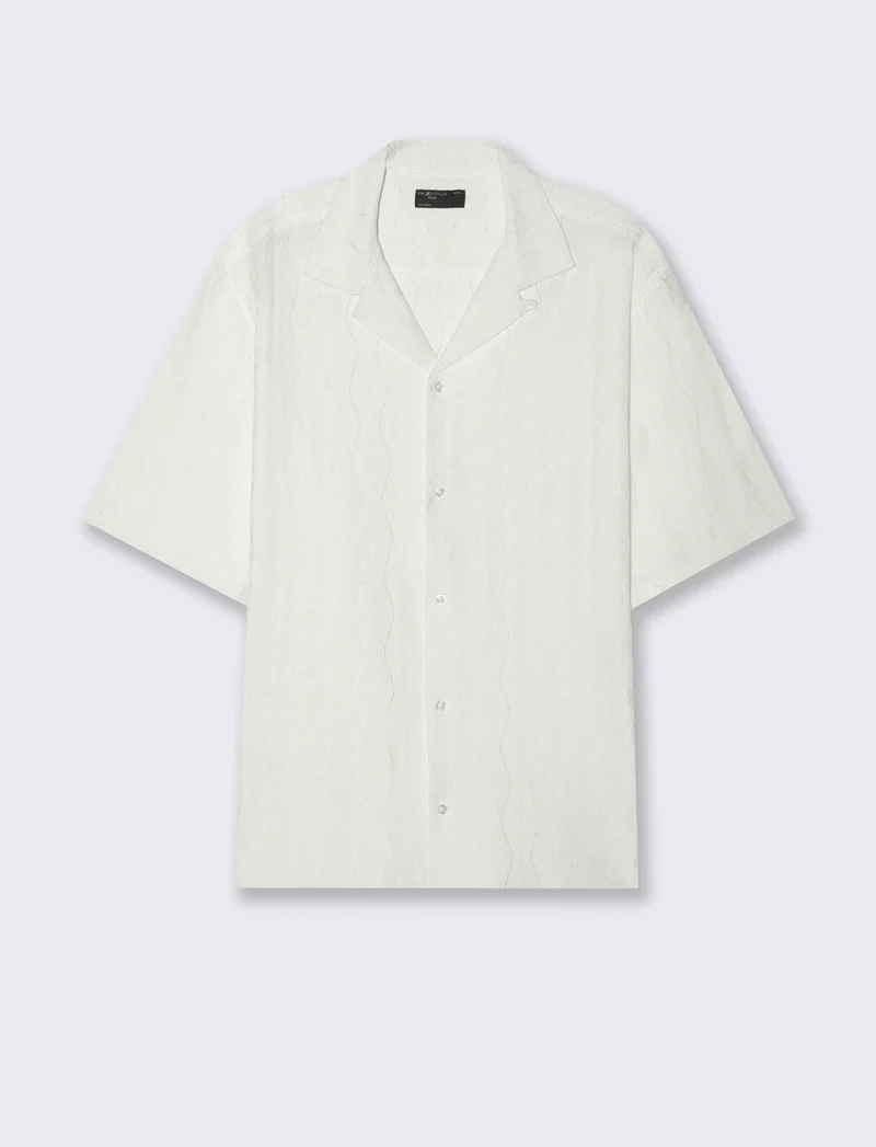 Camicia in tessuto a fantasia jacquard da uomo - Bianco
