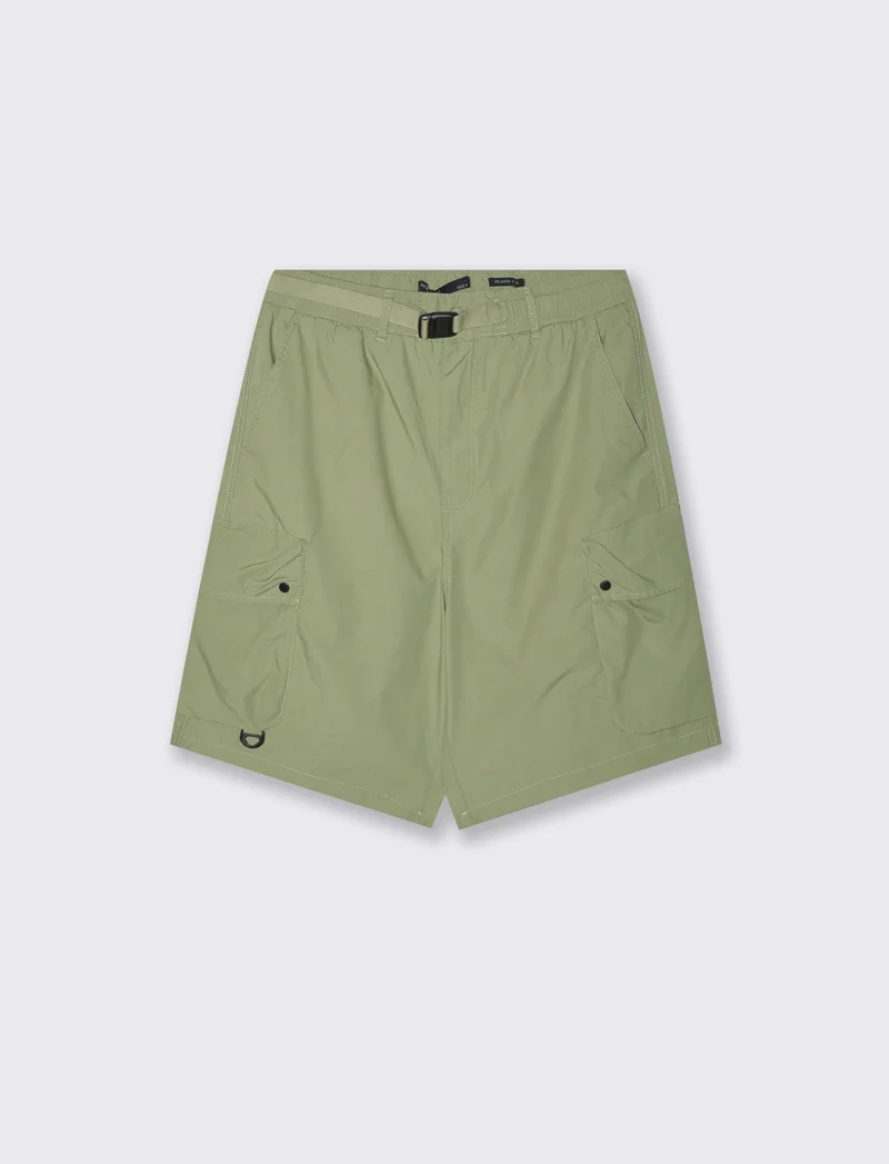 Bermuda cargo con cinturino relaxed fit da uomo - Verde salvia
