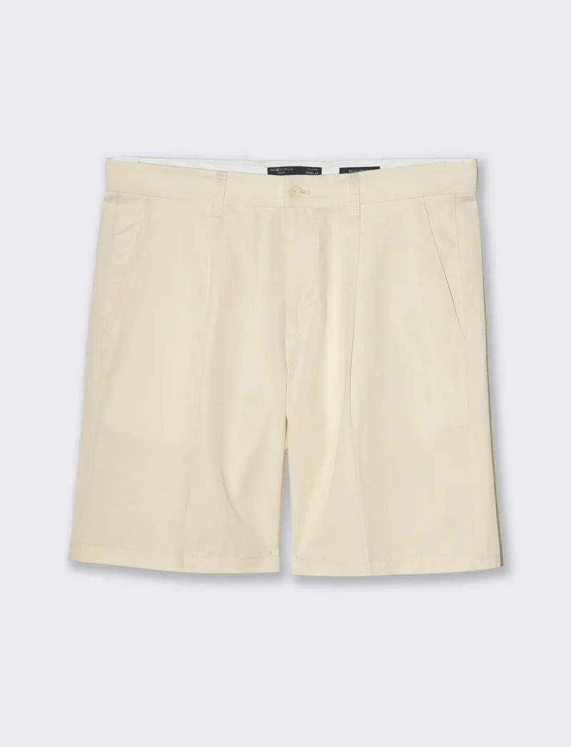 Bermuda chino relaxed fit in misto lino da uomo - Beige ecru