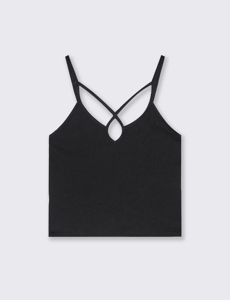 Top a costine da donna - Nero
