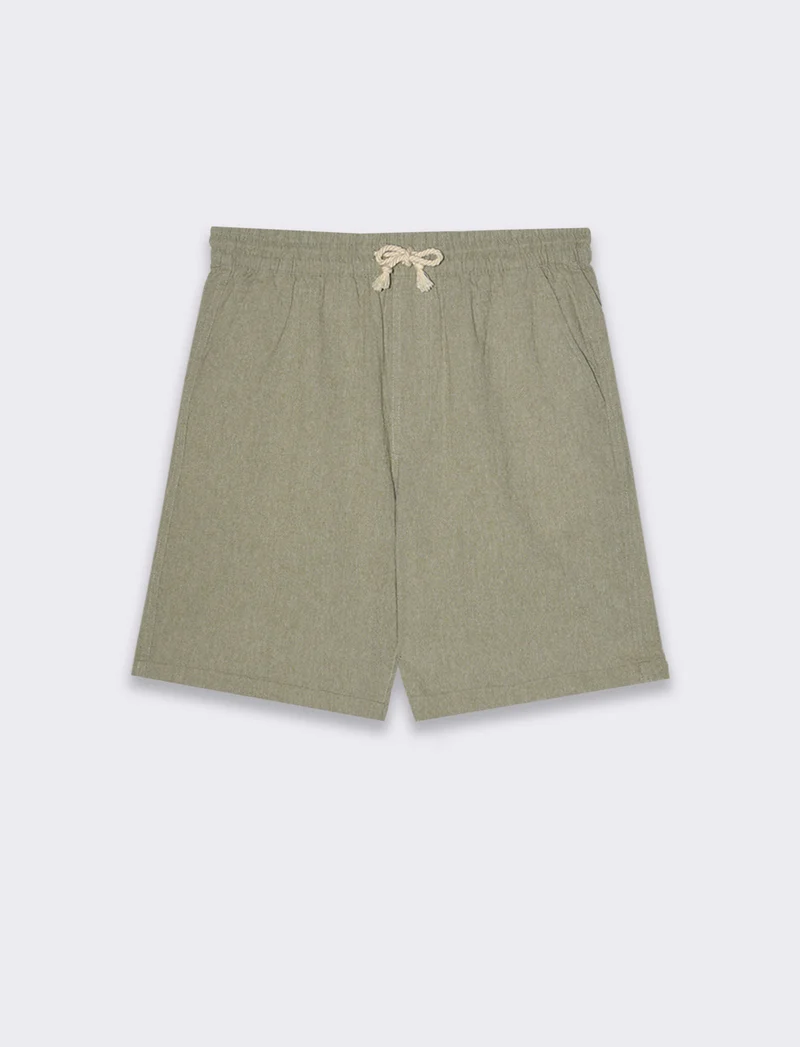 Bermuda jogger tessuto goffrato da uomo - Verde oliva