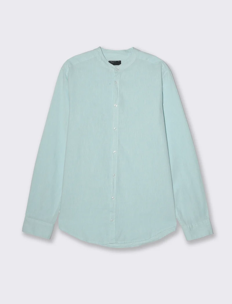 Camicia misto lino effetto melange da uomo - Verde acqua