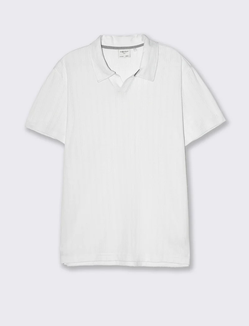 Polo a coste effetto maglia da uomo - Bianco