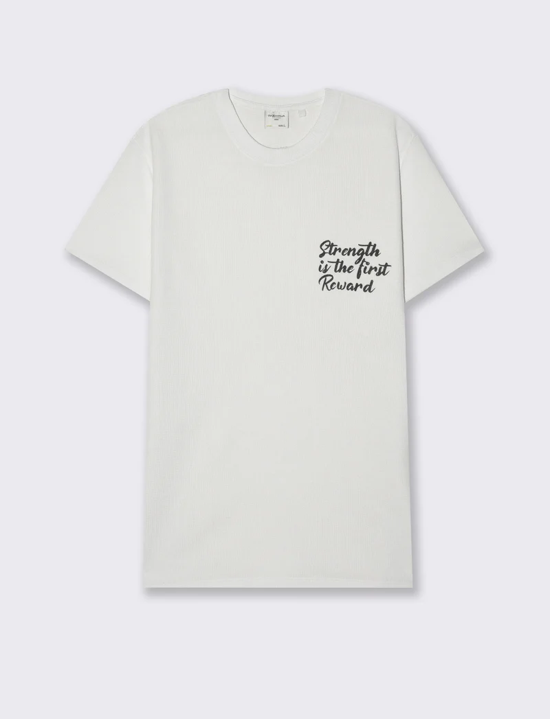T-shirt waffle boxy fit da uomo - Bianco