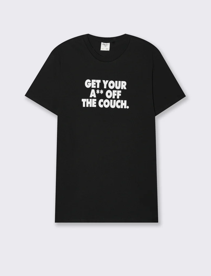 T-shirt in cotone con stampa regular fit da uomo - Nero