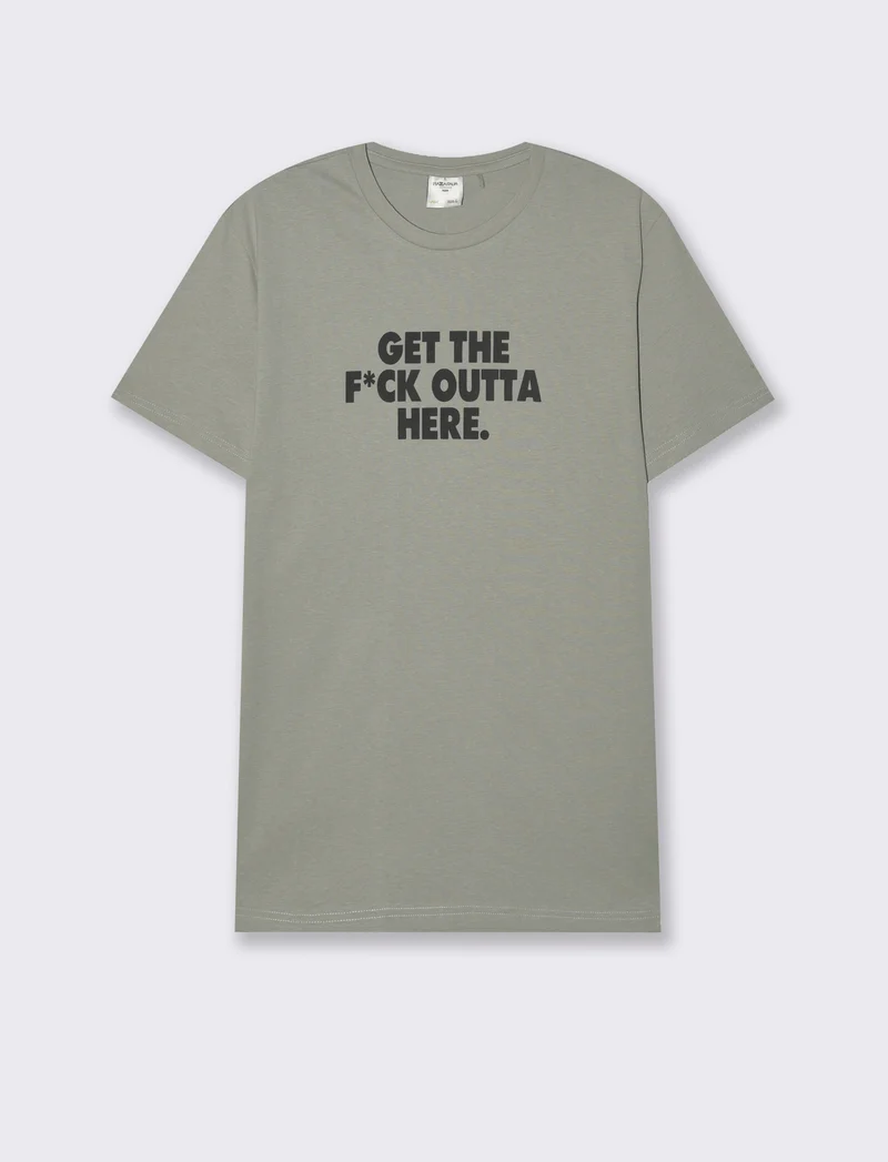 T-shirt in cotone con stampa regular fit da uomo - Verde