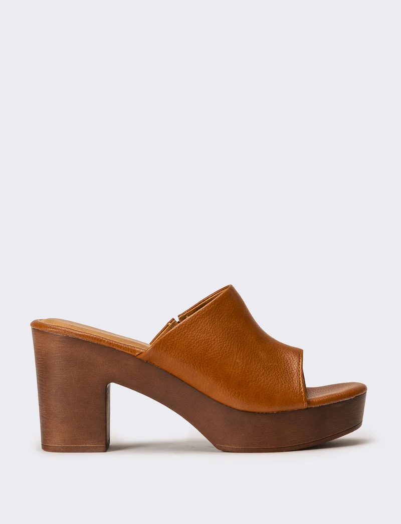 Sabot tacco alto da donna - Cuoio