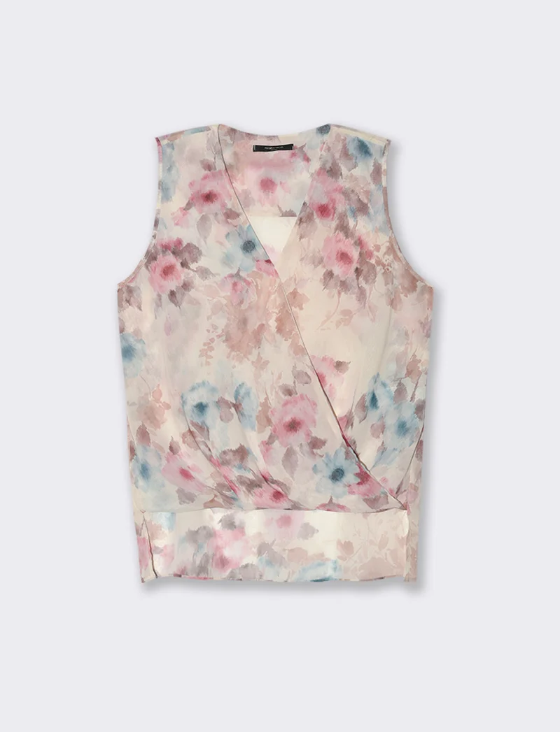 Top in fantasia in tessuto leggero - Bianco gesso