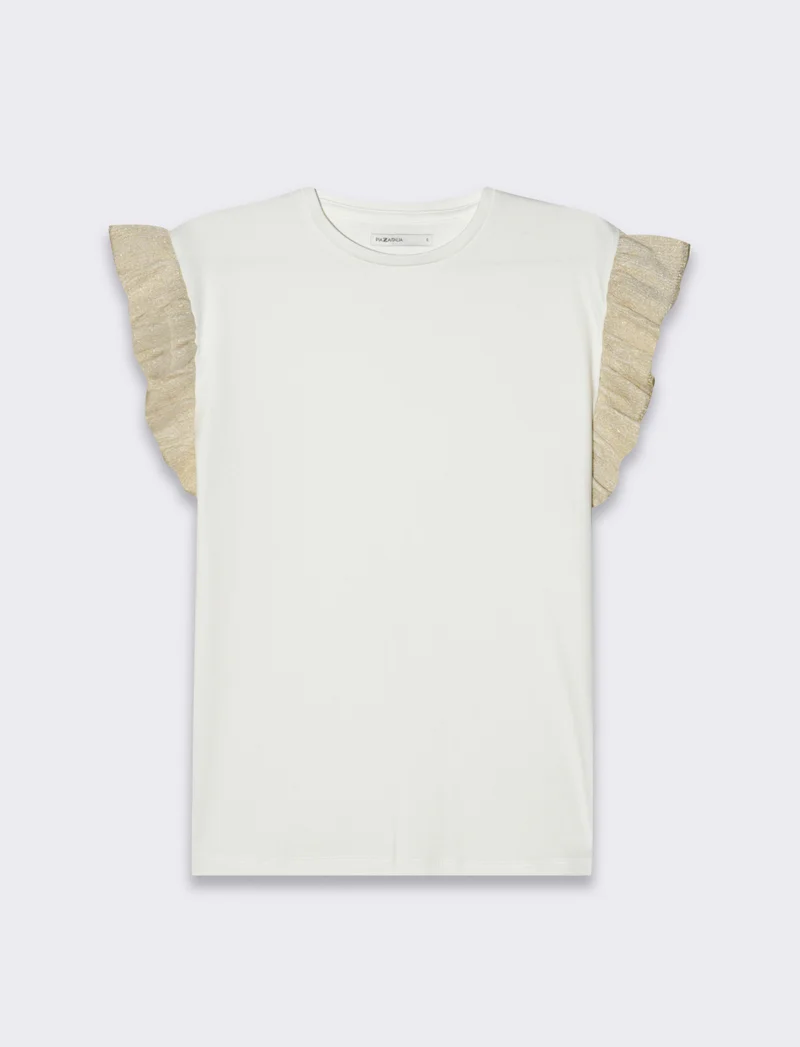 T-shirt con rouches da donna - Bianco
