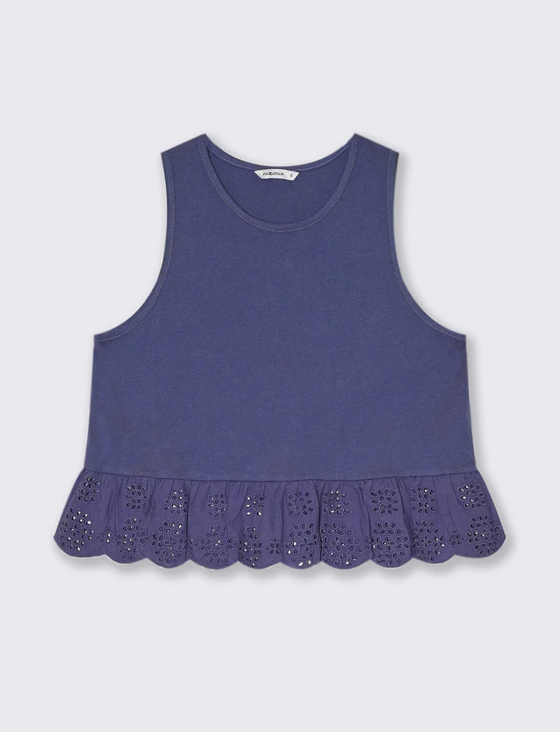 Top con volant da donna - Mirtillo