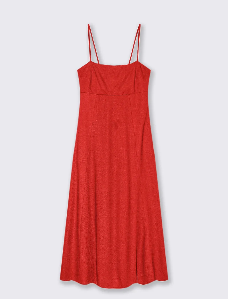 Abito svasato da donna - Rosso scarlatto