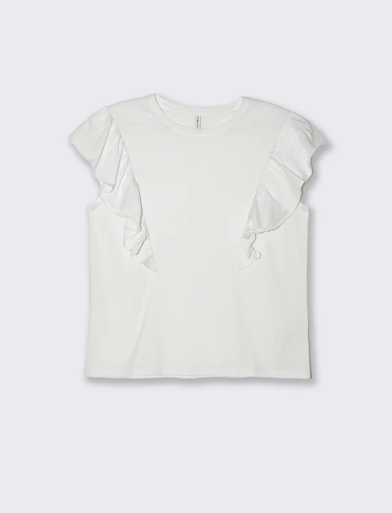 T-shirt con rouches da donna - Bianco