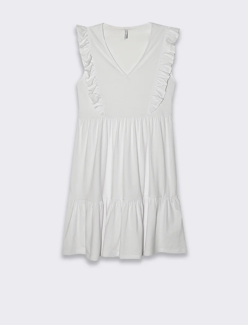 Vestito corto con rouches da donna - Bianco