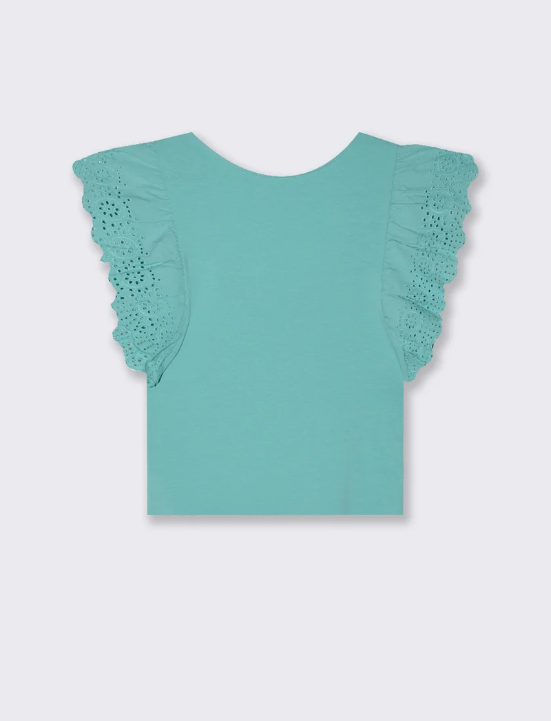 T-shirt con rouches da donna - Turchese