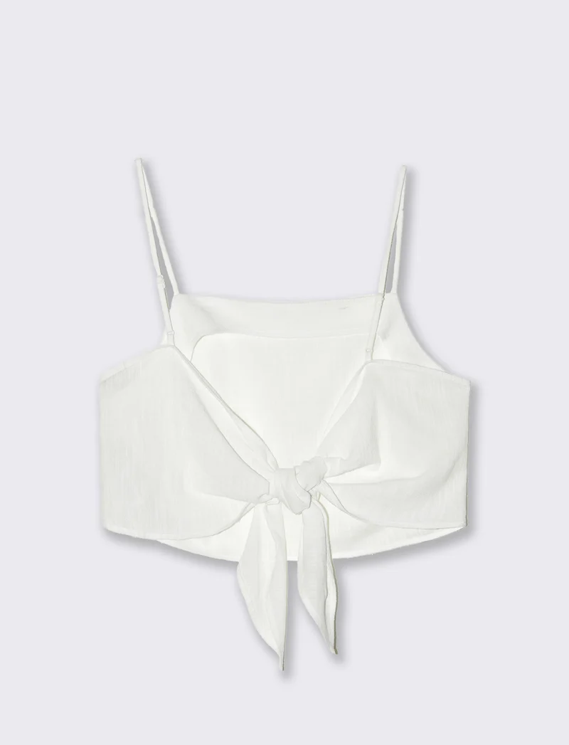 Top con chiusura a fiocco da donna - Bianco