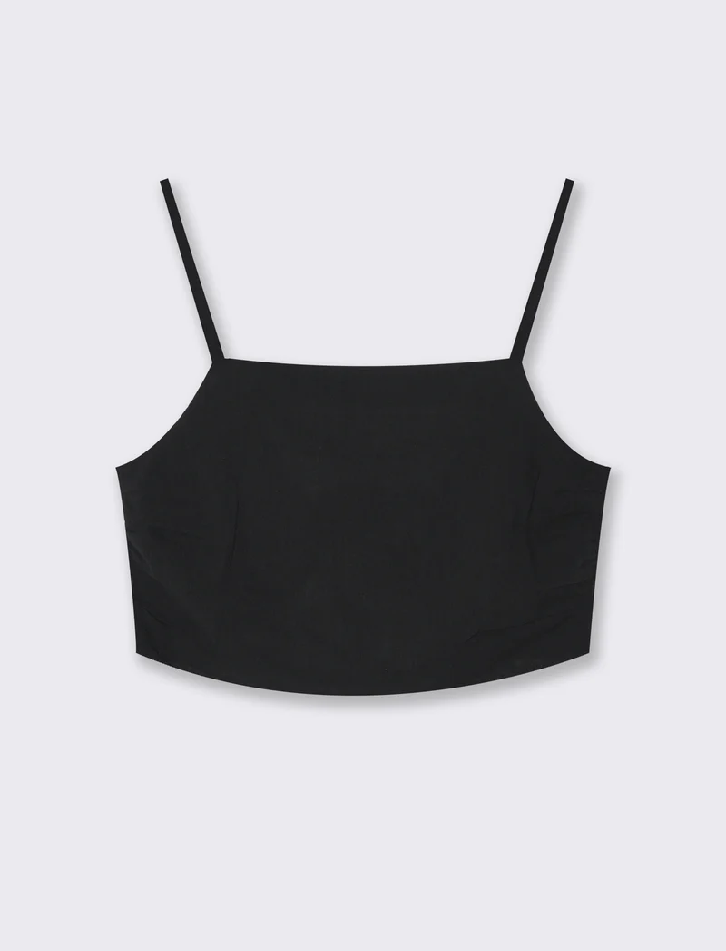 Top con chiusura a fiocco da donna - Nero
