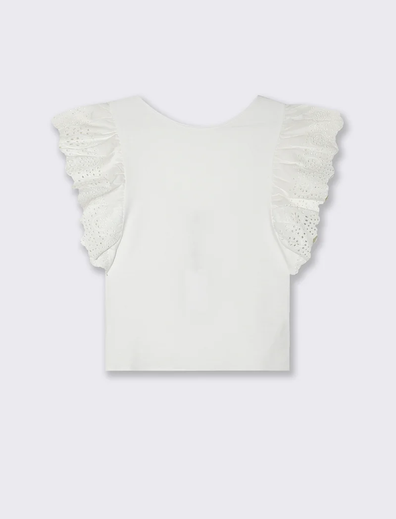 T-shirt con rouches da donna - Bianco