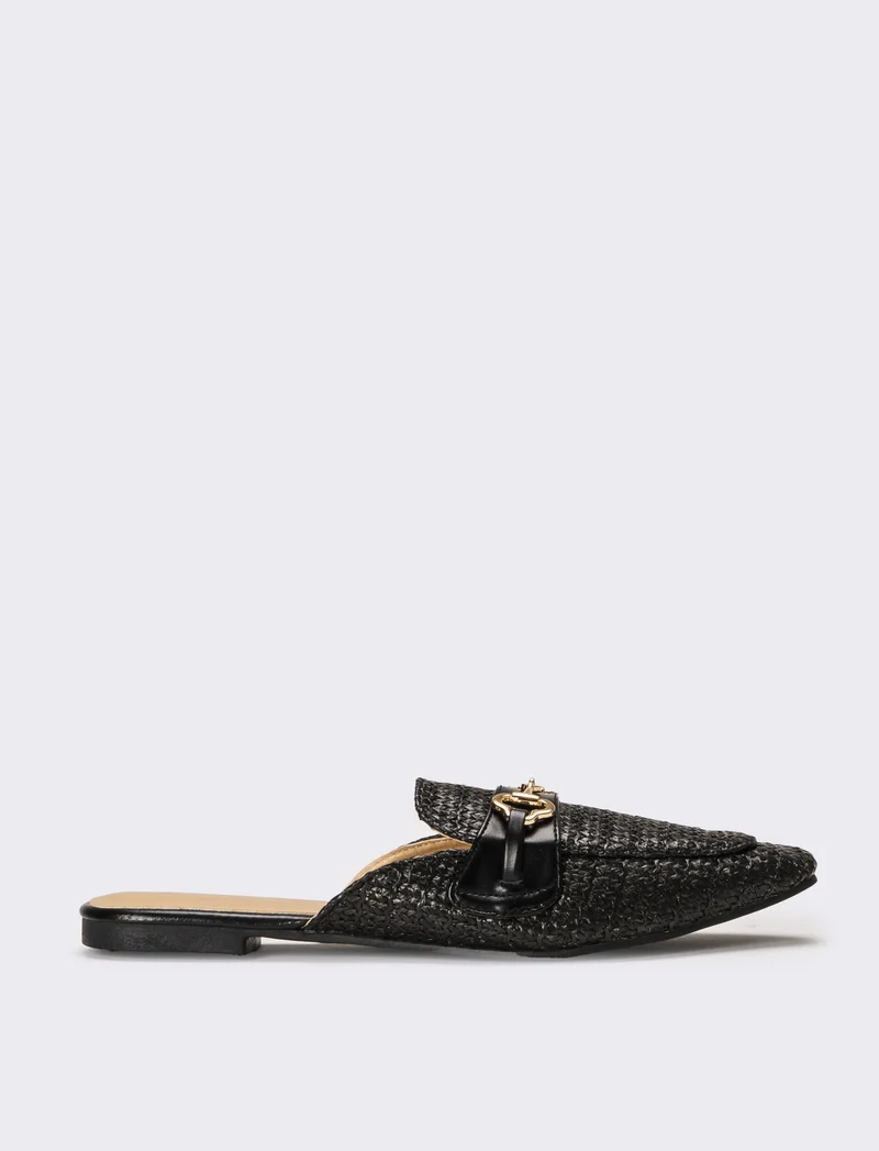 Mule in rafia - Nero
