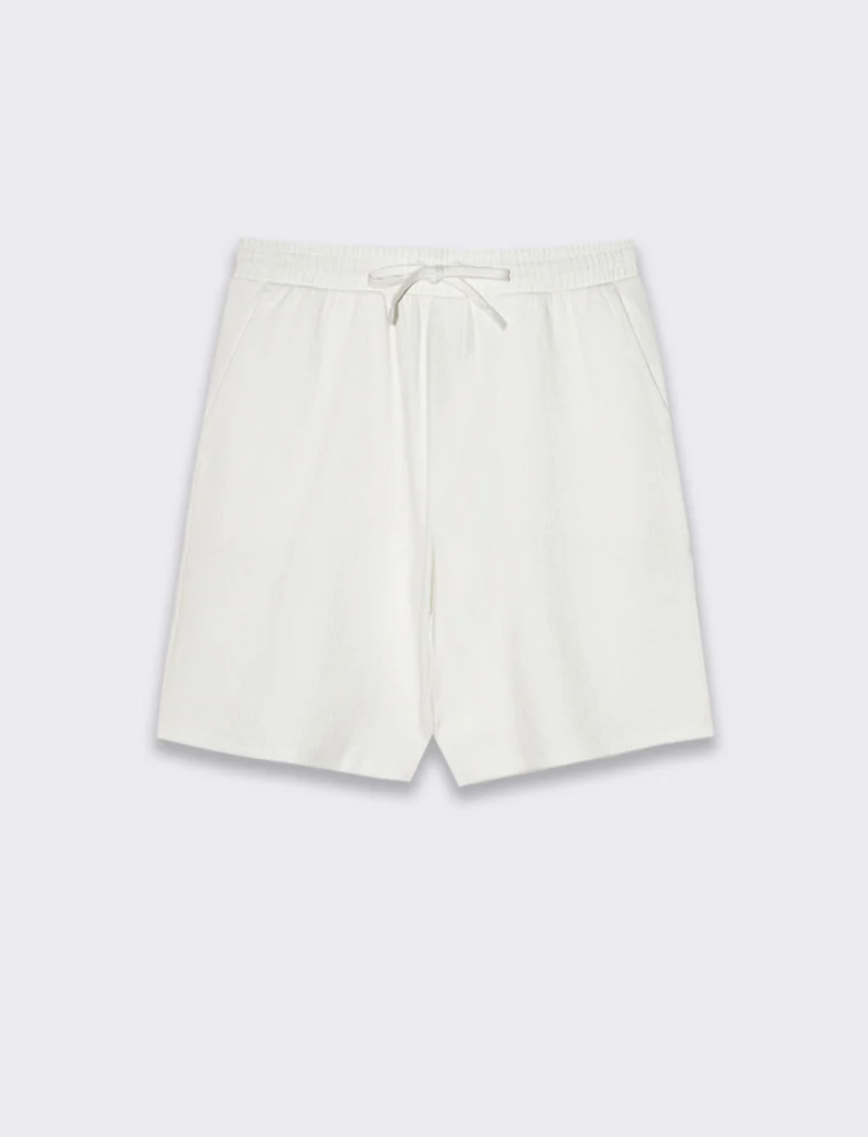 Bermuda struttura jacquard effetto iuta da uomo - Bianco