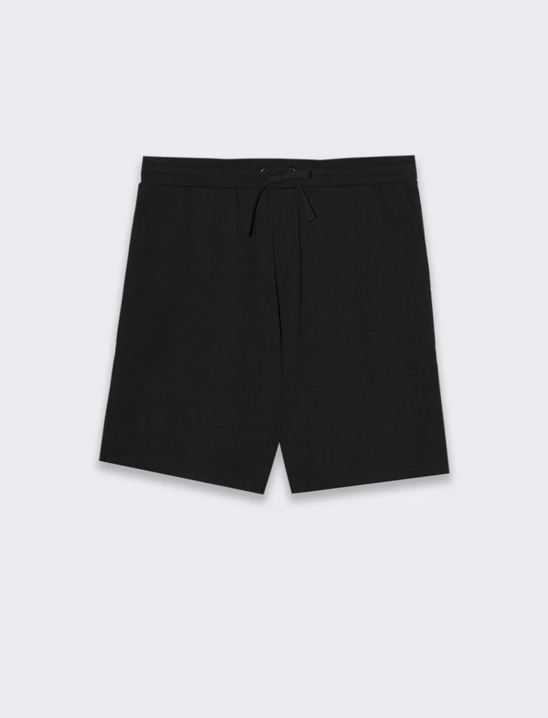 Bermuda struttura jacquard effetto iuta da uomo - Nero