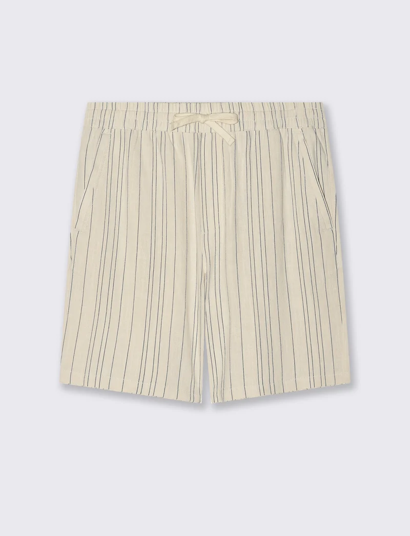 Bermuda in viscosa e lino da uomo - Beige ecru