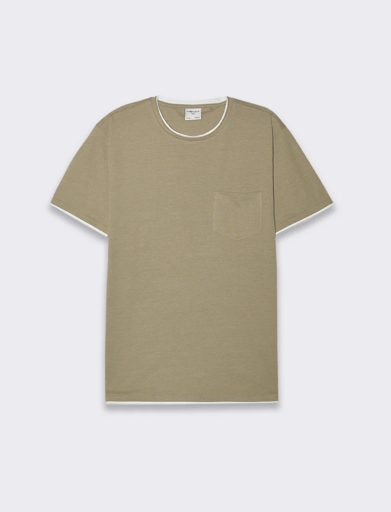 T-shirt effetto melange con tasca da uomo - Verde salvia