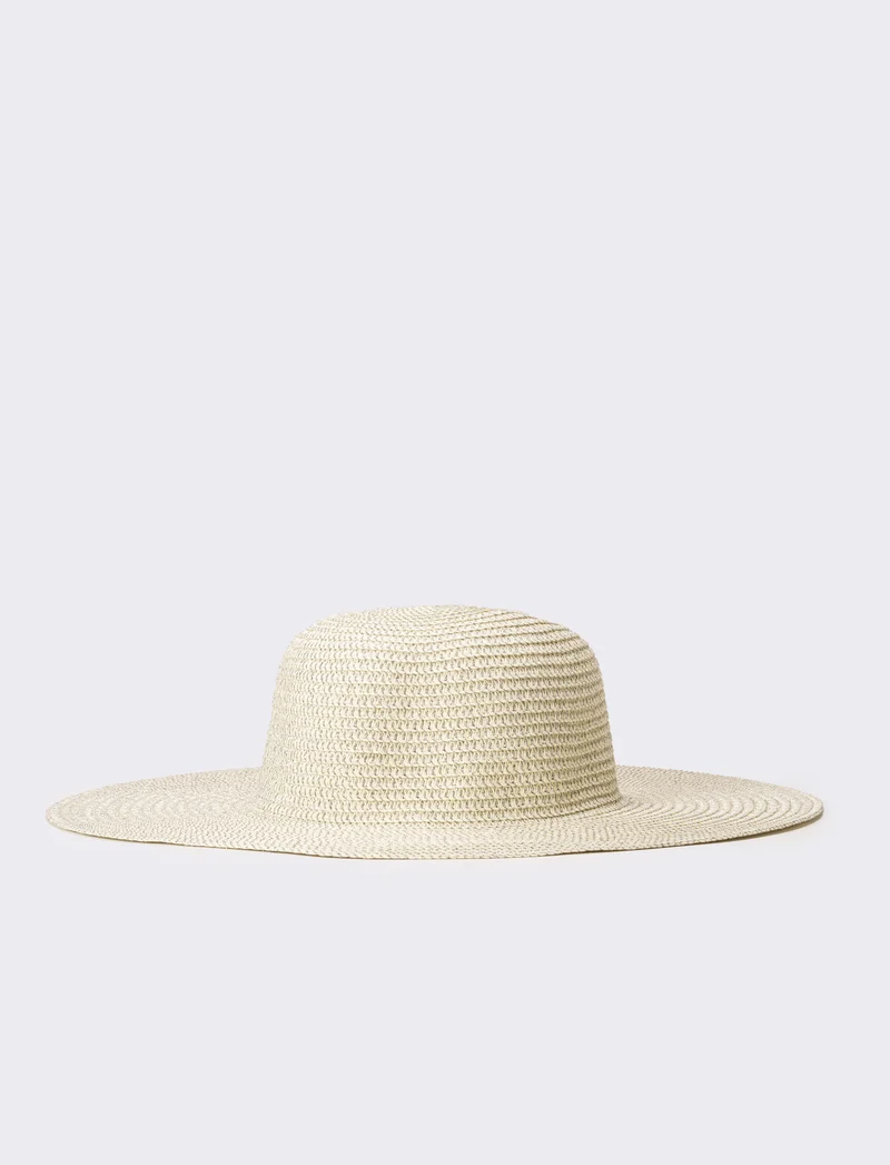 Cappello donna falda larga con lurex - Bianco