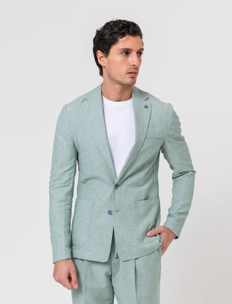 Blazer decostruito da completo in misto lino da uomo - Verde