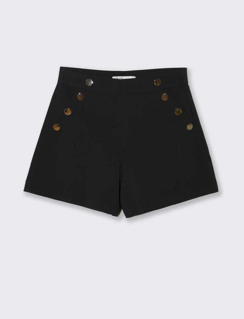 Short con bottoni da donna - Nero