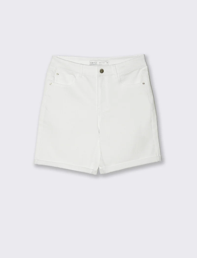 Bermuda in denim da donna - Bianco