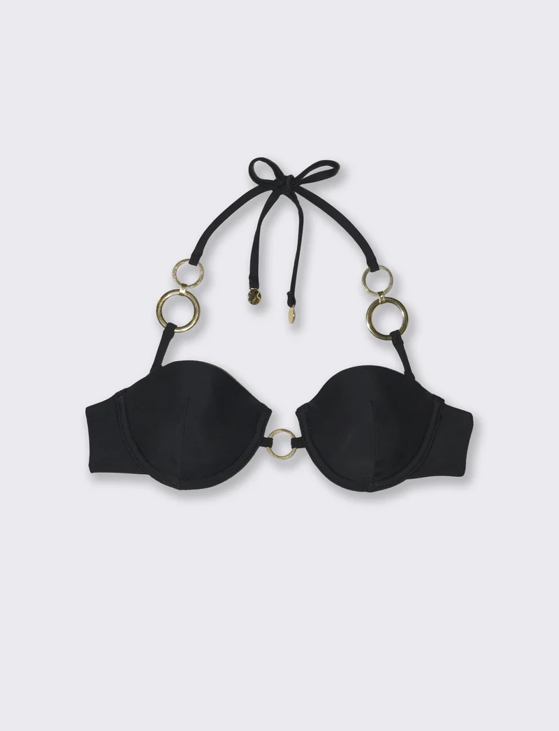 Reggiseno donna mare push up con anelli - Nero