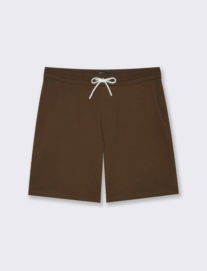 Bermuda jogger in piquet di cotone da uomo - Moro