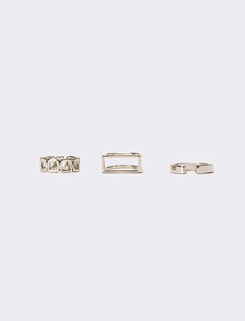 Tre pezzi anelli uomo card - Argento