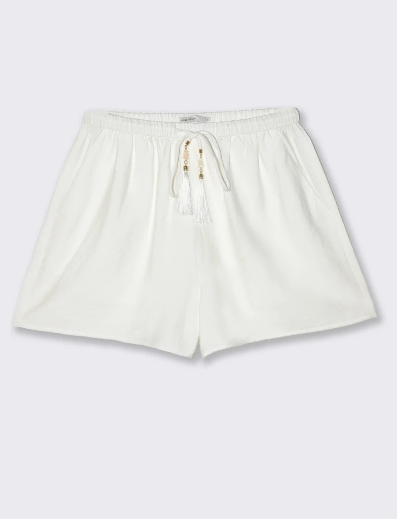 Short con elastico in vita da donna - Bianco