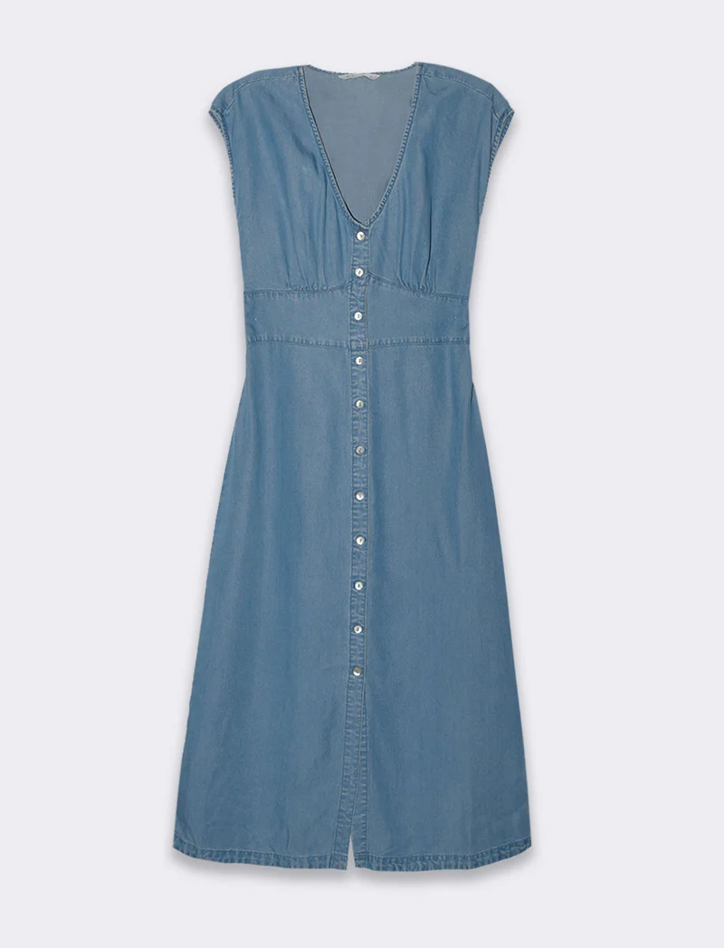 Abito chemisier giro manica da donna - Denim