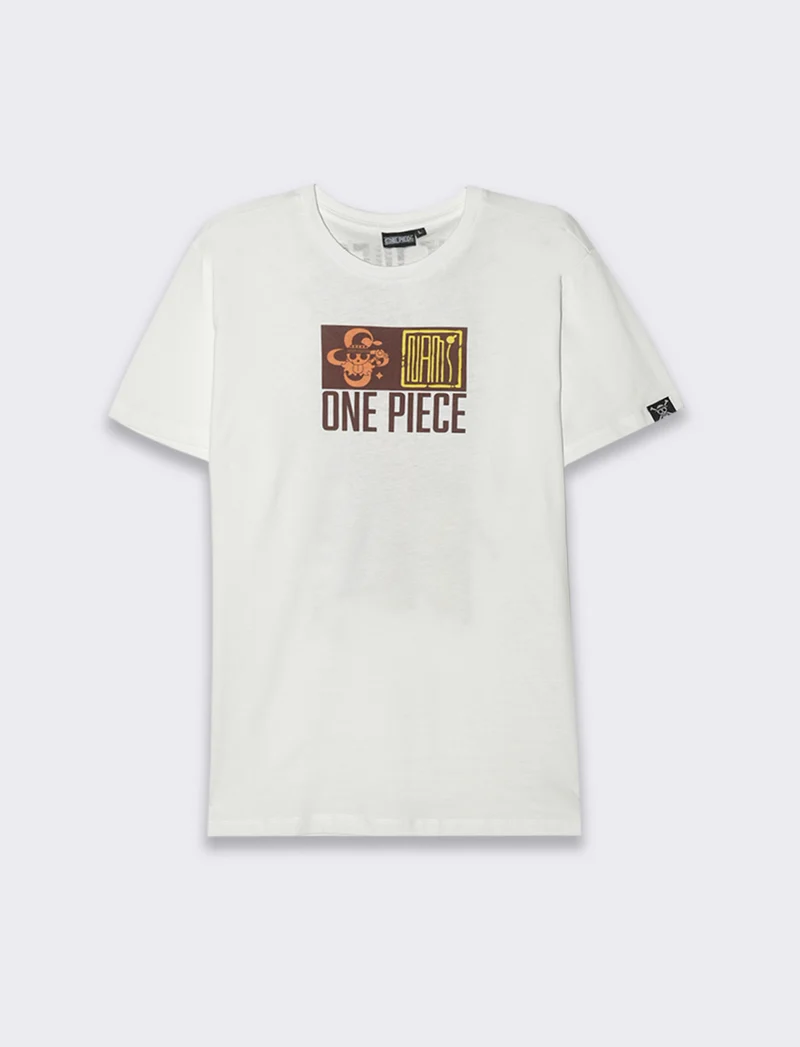 T-shirt stampa one piece da uomo - Bianco